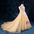 Children Yellow Tulle Appliques Flower Girl Dress With Pearls