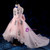 Pink High Low High Neck Embroidery Flower Girl Dress With Pearls