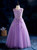 A-Line Purple Tulle Appliques Flower Girl Dress With Pearls