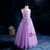 A-Line Purple Tulle Appliques Flower Girl Dress With Pearls