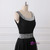 A Line Chiffon Scoop Neck Black Evening Dress Pleat Sequined Waist