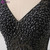 Black V-Neck Beaded Prom Dresses Sleeveless Split