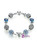 Silver Charm Bracelet & Bangle with Love and Flower Crystal