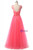 A-Line Pink Tulle Beading Prom Dress