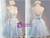 In Stock:Ship in 48 hours Blue Lace V-neck Homecoming Dress