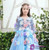 Blue Tulle Ball Gown Half Sleeve Flower Girl Dress