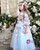 Blue Tulle Ball Gown Half Sleeve Flower Girl Dress