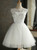In Stock:Ship in 48 hours White Tulle Appliques Homecoming Dress