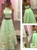 Two Piece Green Sleeveless Formal Evening Gowns Party Dress