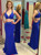 Two Piece Chiffon Blue Mermaid Long Prom Dress