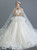 Long Tail  Flower Ball Gown Tulle White High Waist Wedding Dress