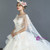 Long Tail  Flower Ball Gown Tulle White High Waist Wedding Dress