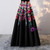 In Stock:Ship in 48 hours A-line Black Satin Print Prom Dress