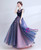 In Stock:Ship in 48 hours A-Line V-neck Tulle Blue Backless Prom Dress