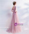 In Stock:Ship in 48 hours A-line Pink Tulle V-neck Backless Appliques Prom Dress