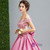 In Stock:Ship in 48 hours Pink Satin Off The Shoulder Wedding Dress