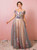 Plus Size Off The Shoulder Tulle Print Long Prom Dress