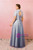 Plus Size Blue Tulle High Neck Short Sleeve Prom Dress