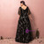 Plus Size Black Tulle Print Star V-neck Prom Dress