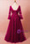 Plus Size Burgundy Long Sleeve Tulle Backless Prom Dress