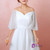 Plus Size A-line White Off the Shoulder Short Sleeve Prom Dress