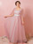 Plus Size Pink Tulle V-neck Backless Prom Dress