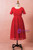 Plus Size Tea Length Red Lace Short Sleeve Prom Dress