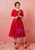 Plus Size Tea Length Red Lace Short Sleeve Prom Dress