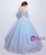 In Stock:Ship in 48 hours Ball Gown Blue Tulle Long Sleeve Wedding Dress