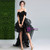 In Stock:Ship in 48 hours Off The Shoulder Black Prom Dress