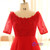 Plus Size Red Tulle Flower Short Sleeve Prom Dress