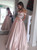 Pleated Pink Off the Shoulder Satin Long Prom Dresses With Pocket