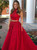 Red Halter Beading Tulle Floor-Length Two Piece Dresses