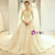 Ball Gown Champagne Long Sleeve Wedding Dress