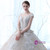 Ball Gown Champagne Tulle Appliques Off The Shoulder Wedding Dress