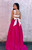 Hot Pink Prom Dress A Line Evening Dress White Top Prom Gown
