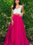 Hot Pink Prom Dress A Line Evening Dress White Top Prom Gown