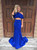 Two Piece Mermaid Halter Royal Blue Prom Dress