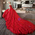 In Stock:Ship in 48 hours Ball Gown Off The Shoulder Red Tulle Wedding Dress