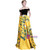 In Stock:Ship in 48 hours Yellow Satin Off The Shoulder Print Prom Dress