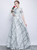 In Stock:Ship in 48 hours Silver Short Sleeve Lace Prom Dress