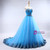 Blue Tulle Sweetheart Backless Appliques Wedding Dress