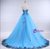 Blue Tulle Sweetheart Backless Appliques Wedding Dress