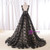 Black Lace Appliques Tulle Backless Wedding Dress