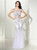 Mermaid White Sleeveless Rhinestone Beaded White Evening Dress