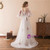White Tulle Print Off The Shoulder Backless Floor Length Prom Dress