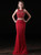 Red Mermaid Chiffon Halter Backless With Beading Prom Dress