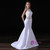 White Mermaid Two Piece White Satin Lace Prom Dress