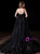 Black Halter Deep V neck Backless Tulle Floro Length Prom Dress