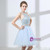 Blue Two Piece Halter Backless Tulle Beading Cocktail Dress